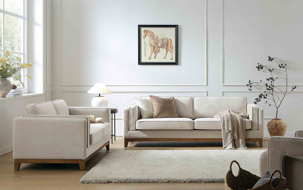 Dipley Champagne Velvet Sofa, 3-Seater — view 3