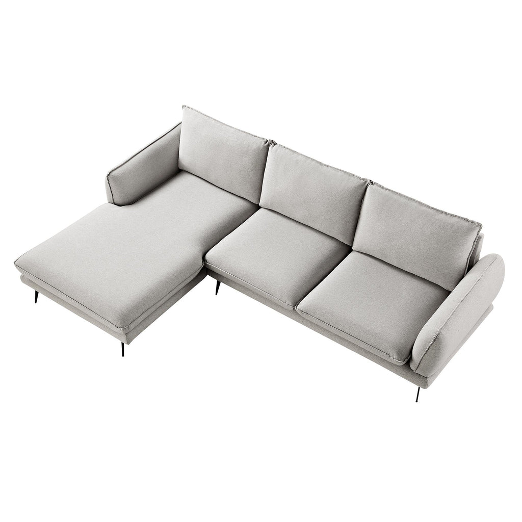 Obriel Grey Marl Fabric Sofa, Grande Chaise Sofa Left Hand Facing — view 5