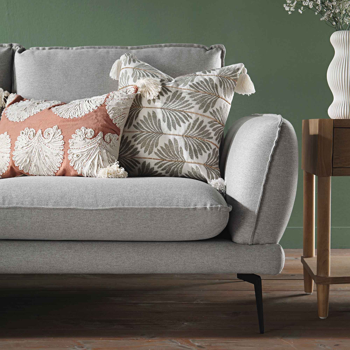 Obriel Grey Marl Fabric Sofa, Grande Chaise Sofa Left Hand Facing — view 4