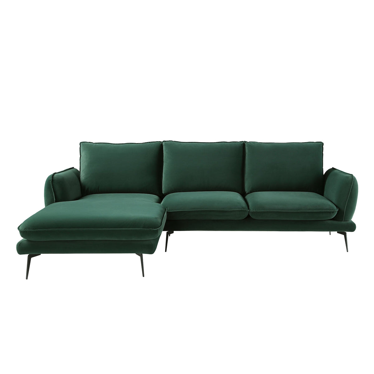 Obriel Forest Green Velvet Sofa, Grande Chaise Sofa Left Hand Facing — view 6