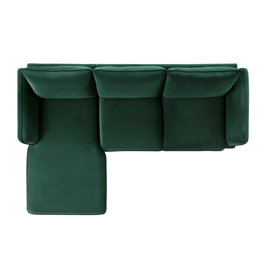 Obriel Forest Green Velvet Sofa, Grande Chaise Sofa Left Hand Facing — view 8