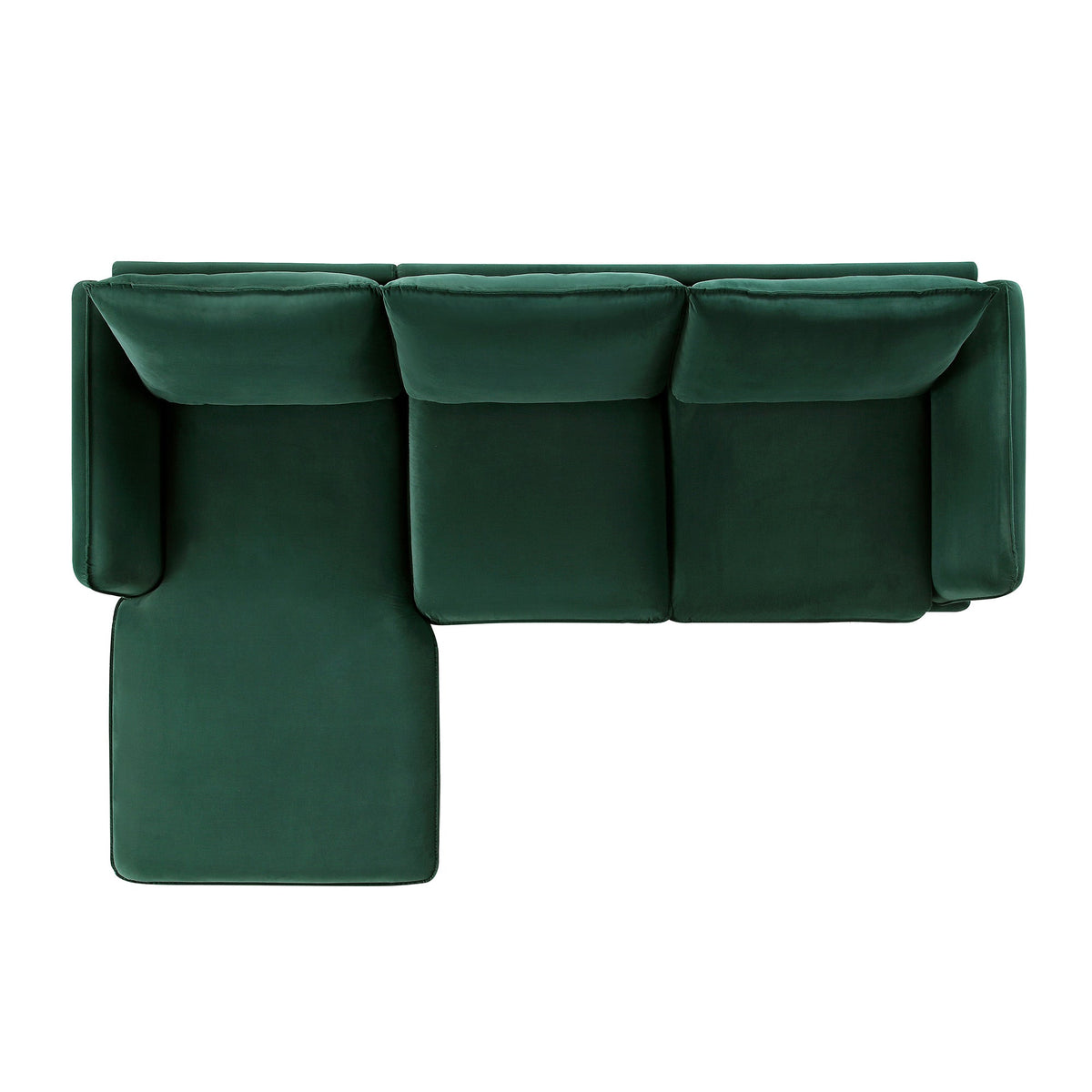 Obriel Forest Green Velvet Sofa, Grande Chaise Sofa Left Hand Facing — view 8