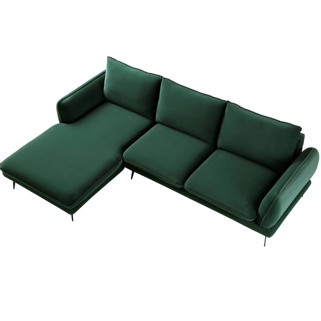 Obriel Forest Green Velvet Sofa, Grande Chaise Sofa Left Hand Facing — view 9