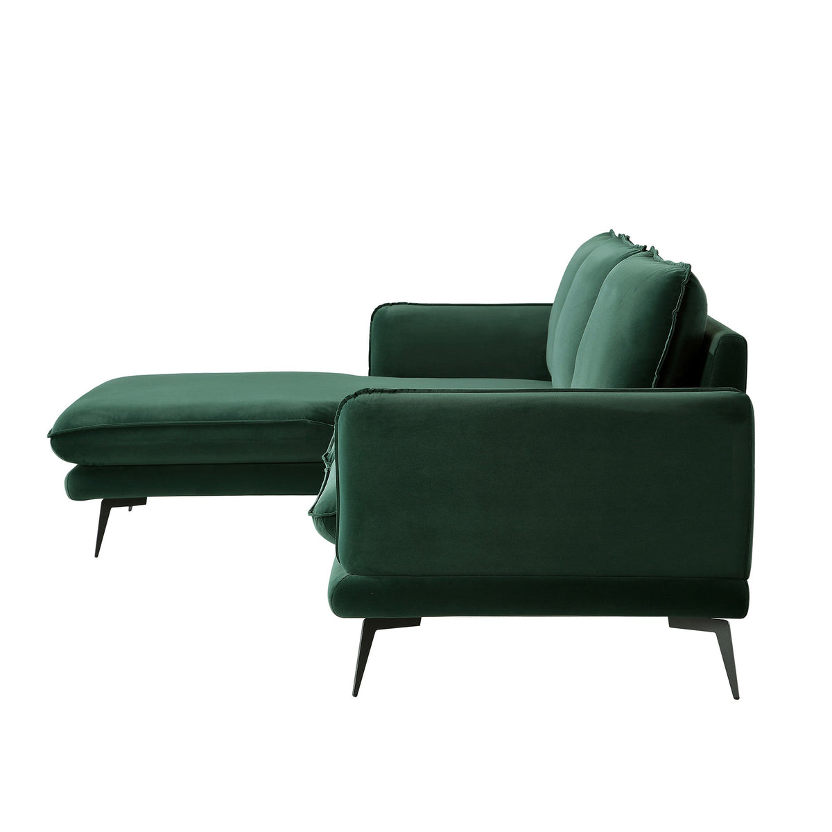 Obriel Forest Green Velvet Sofa, Grande Chaise Sofa Left Hand Facing — view 10