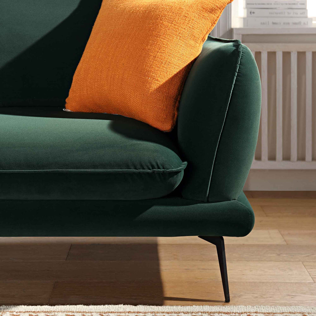 Obriel Forest Green Velvet Sofa, Grande Chaise Sofa Left Hand Facing — view 4