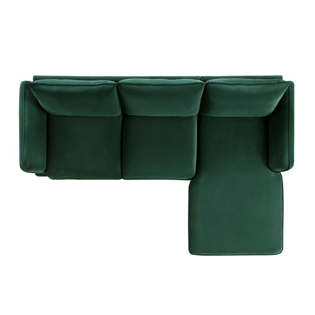 Obriel Forest Green Velvet Sofa, Grande Chaise Sofa Right Hand Facing — view 7