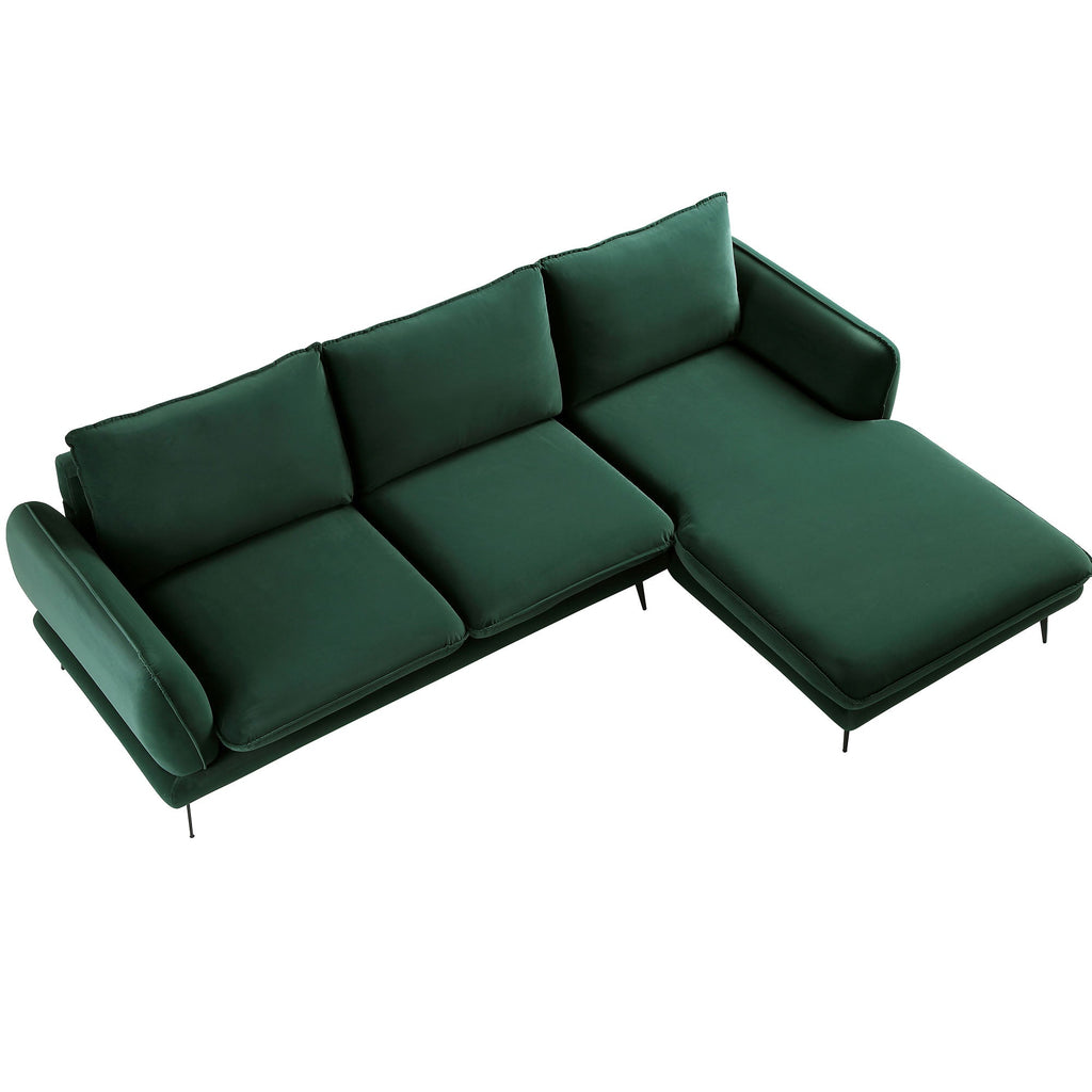 Obriel Forest Green Velvet Sofa, Grande Chaise Sofa Right Hand Facing — view 8