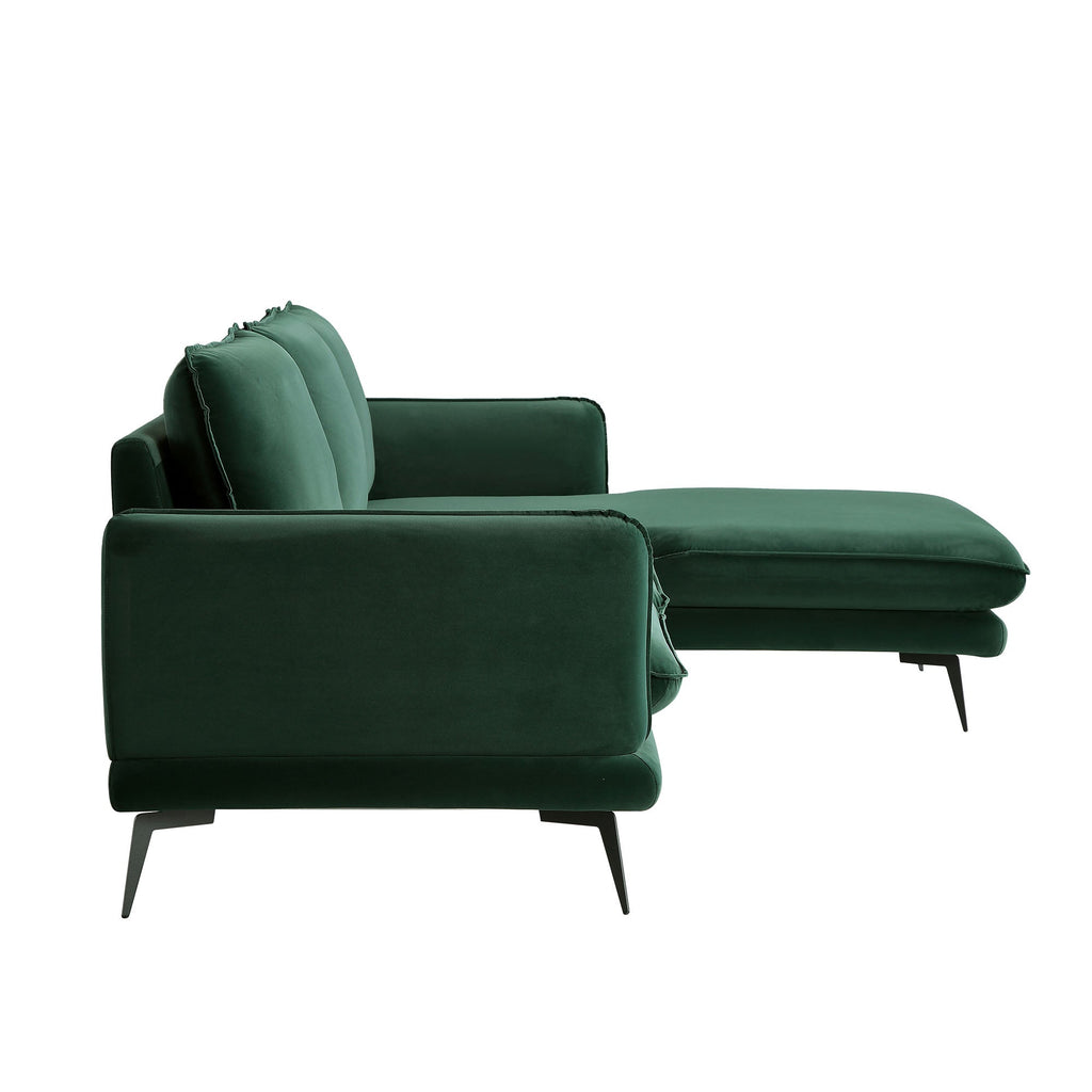 Obriel Forest Green Velvet Sofa, Grande Chaise Sofa Right Hand Facing — view 9