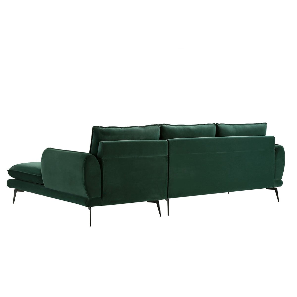 Obriel Forest Green Velvet Sofa, Grande Chaise Sofa Right Hand Facing — view 10