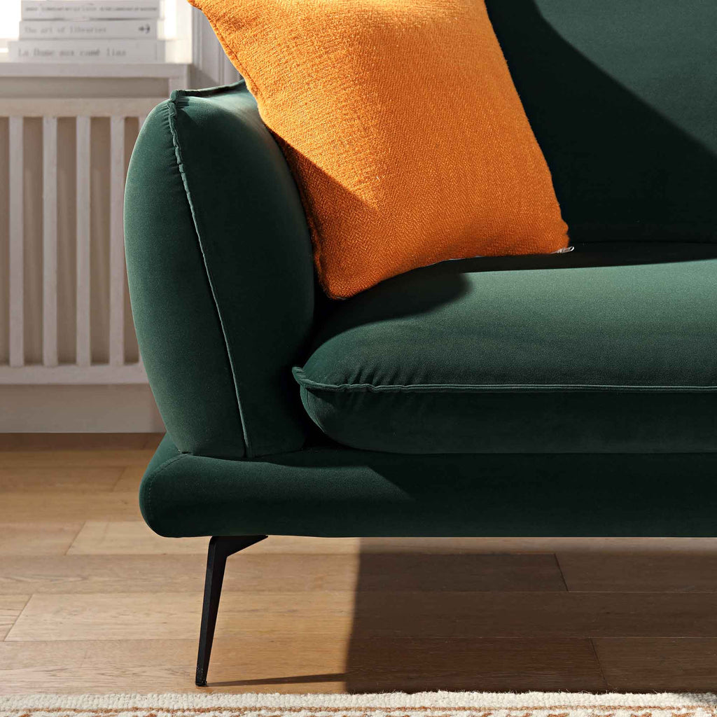 Obriel Forest Green Velvet Sofa, Grande Chaise Sofa Right Hand Facing — view 3