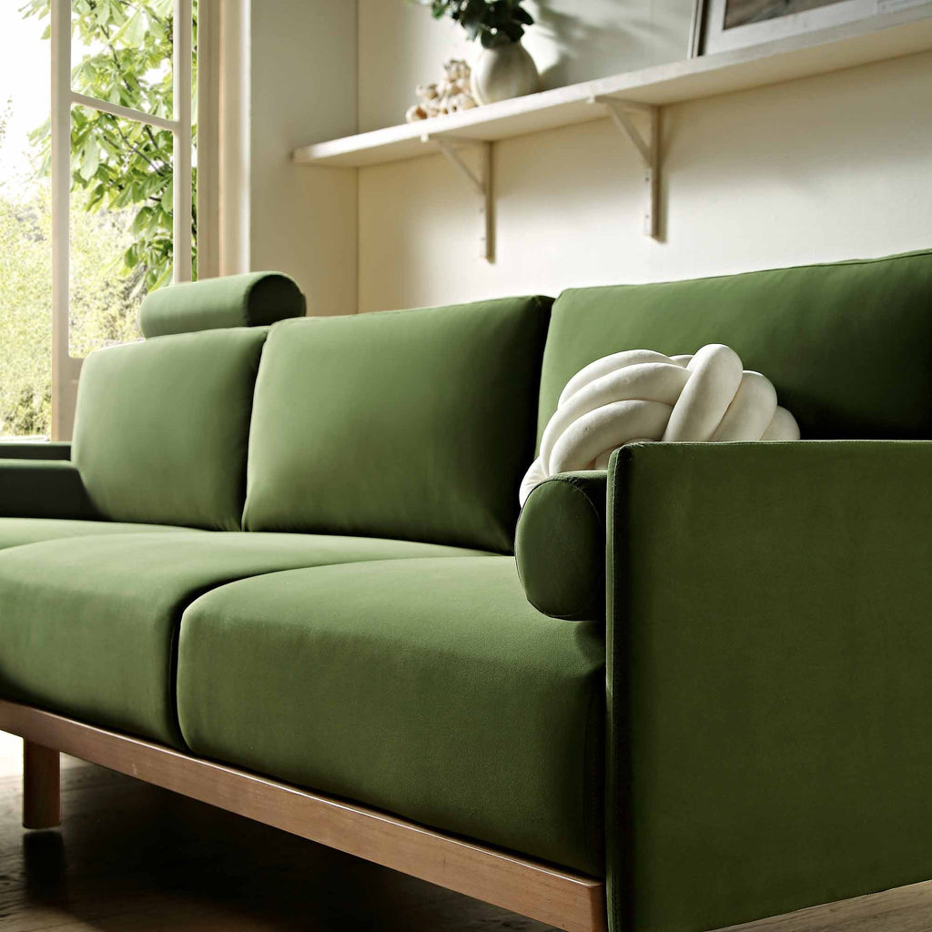 Timber Fern Green Velvet Sofa, Large 3-Seater Chaise Sofa Left Hand Facing — view 4