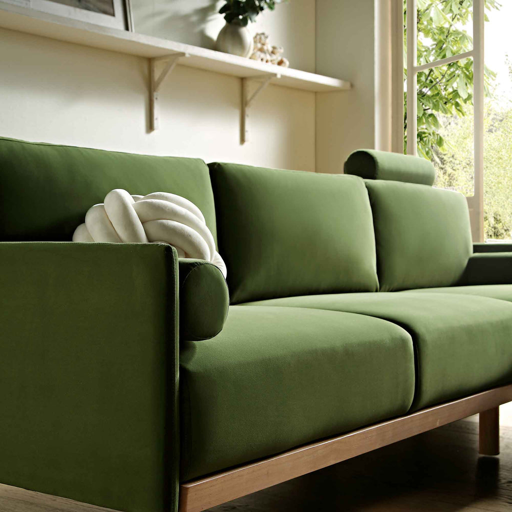 Timber Fern Green Velvet Sofa, Large 3-Seater Chaise Sofa Right Hand Facing — view 4