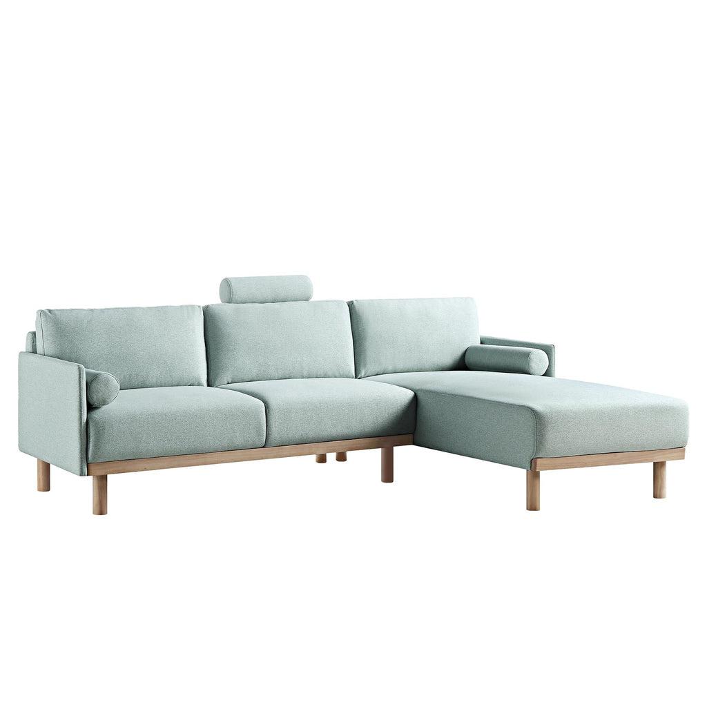 Timber Sage Green Fabric Sofa, Large 3-Seater Chaise Sofa Right Hand Facing — view 5