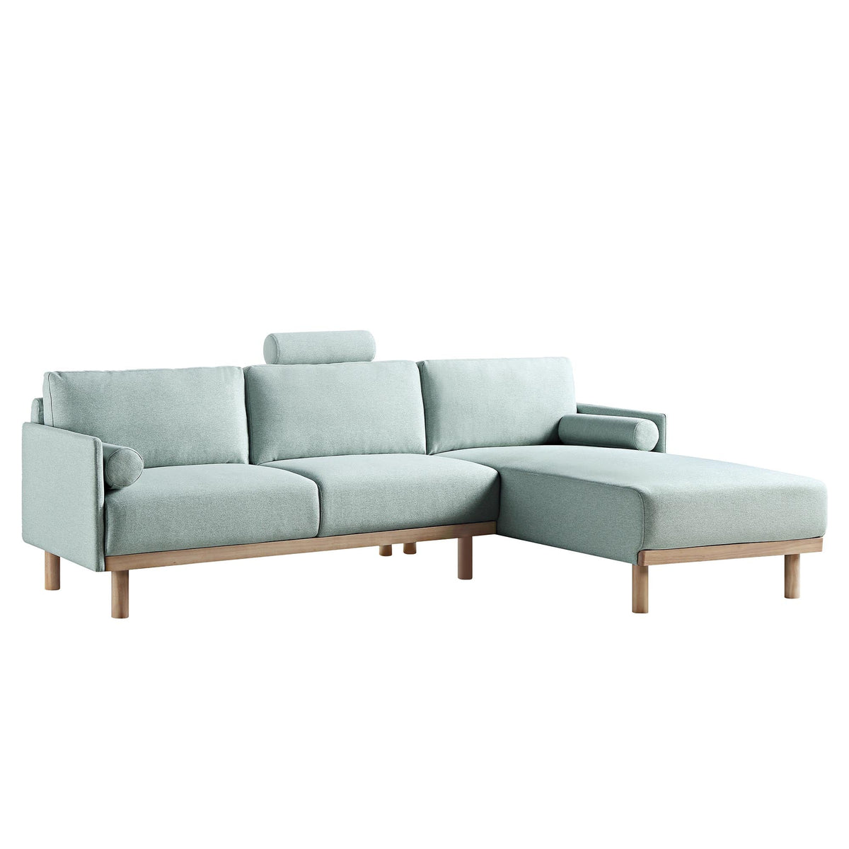Timber Sage Green Fabric Sofa, Large 3-Seater Chaise Sofa Right Hand Facing — view 5