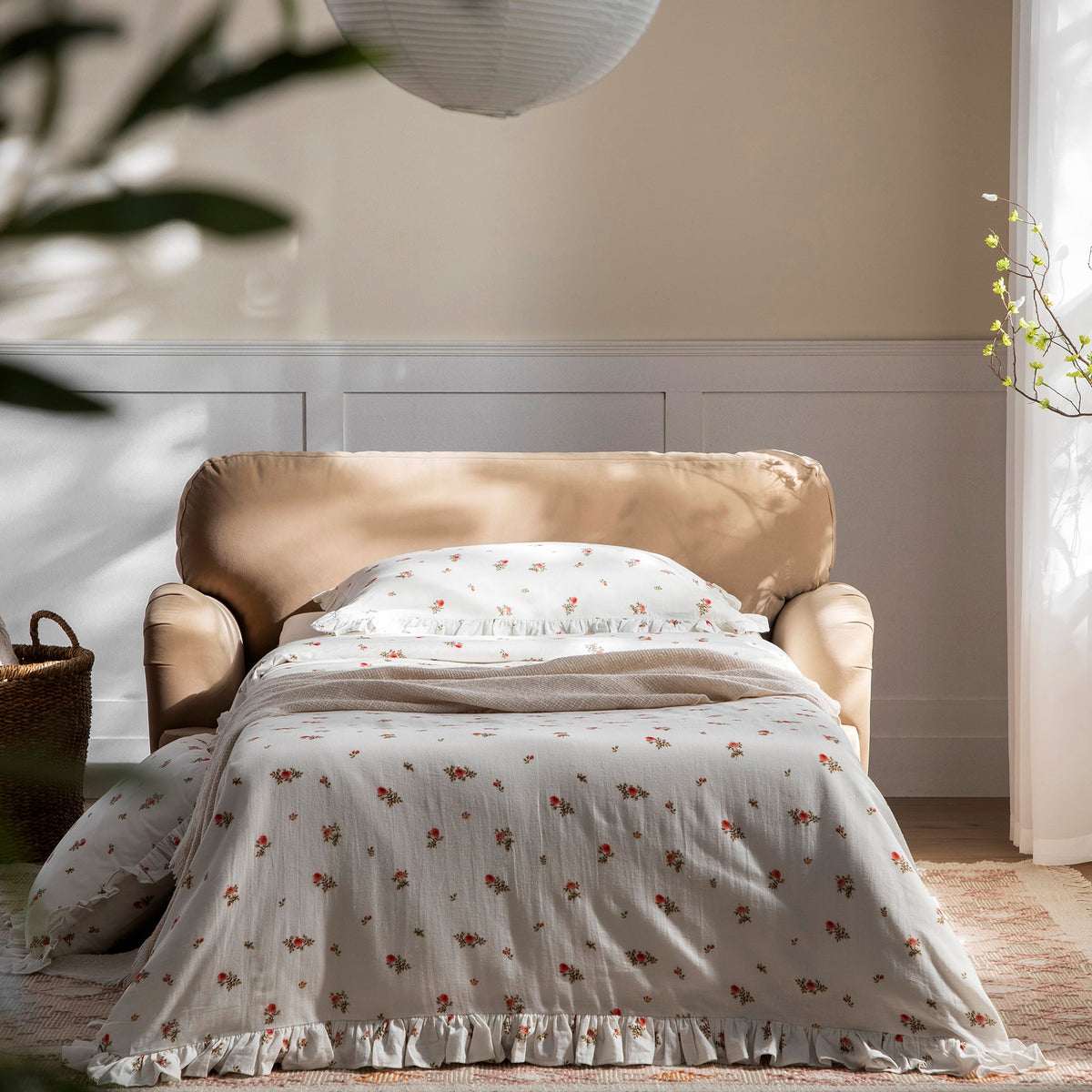 Daphnis Camel Velvet Sofa Bed, Loveseat — view 3