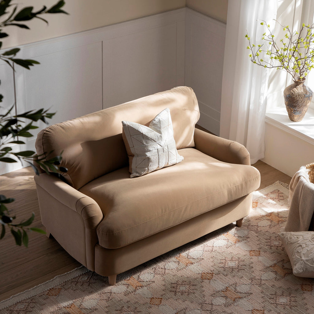 Daphnis Camel Velvet Sofa Bed, Loveseat — view 6