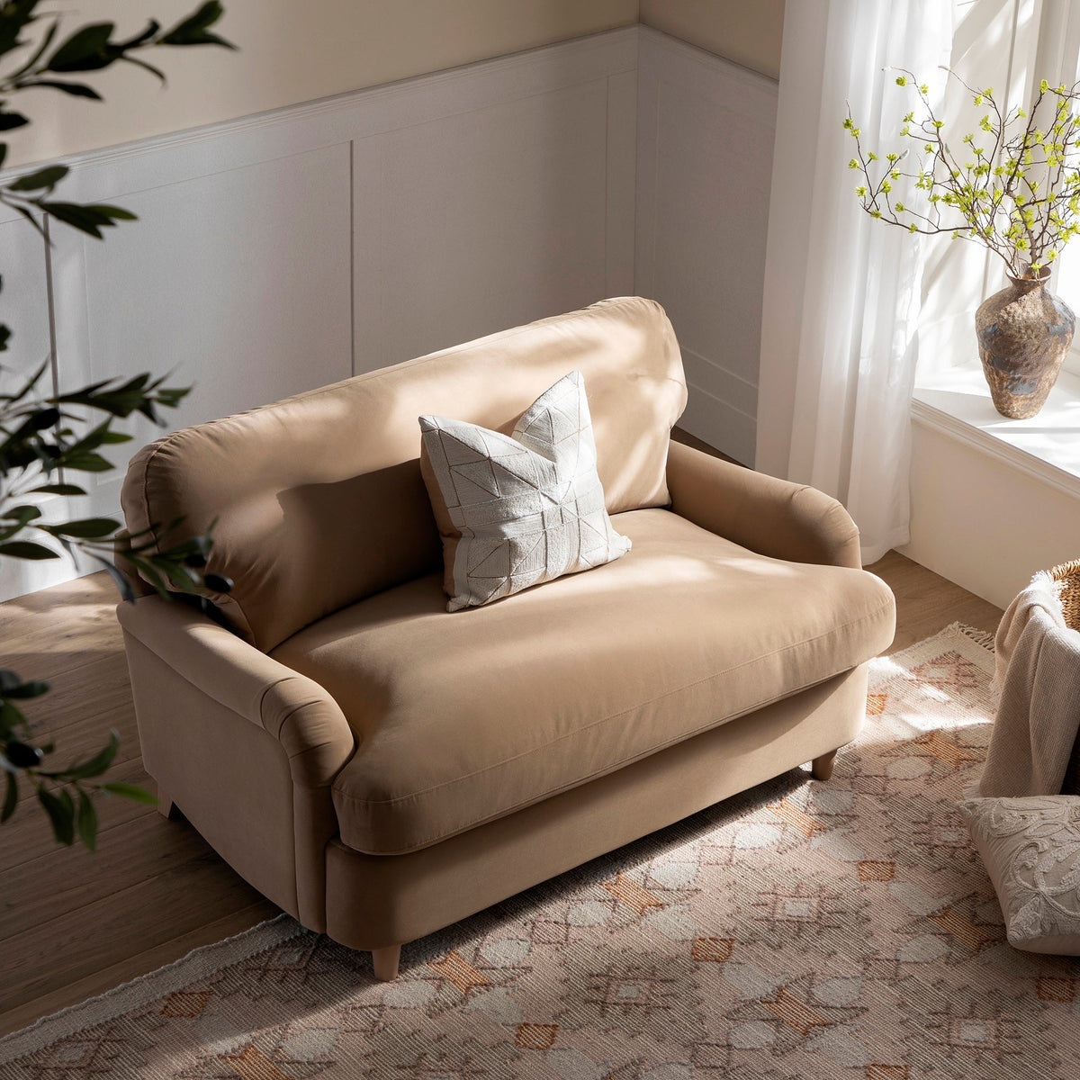 Daphnis Camel Velvet Sofa Bed, Loveseat — view 6