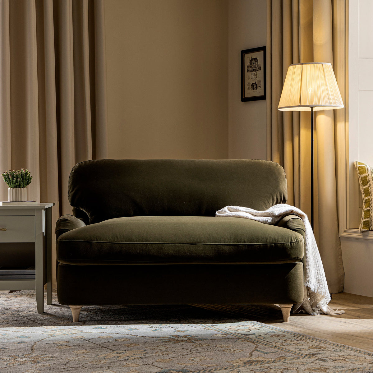 Daphnis Seaweed Velvet Sofa Bed, Loveseat — view 4