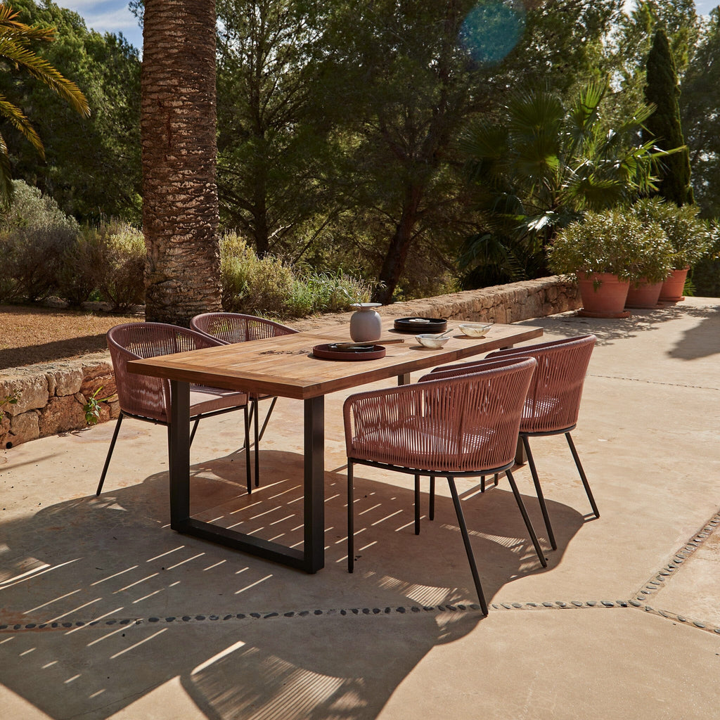 Hali 4 Seater Wooden Outdoor Dining Set with Hali Pink Chairs - 175cm — garden dining set from 2nd Time Around