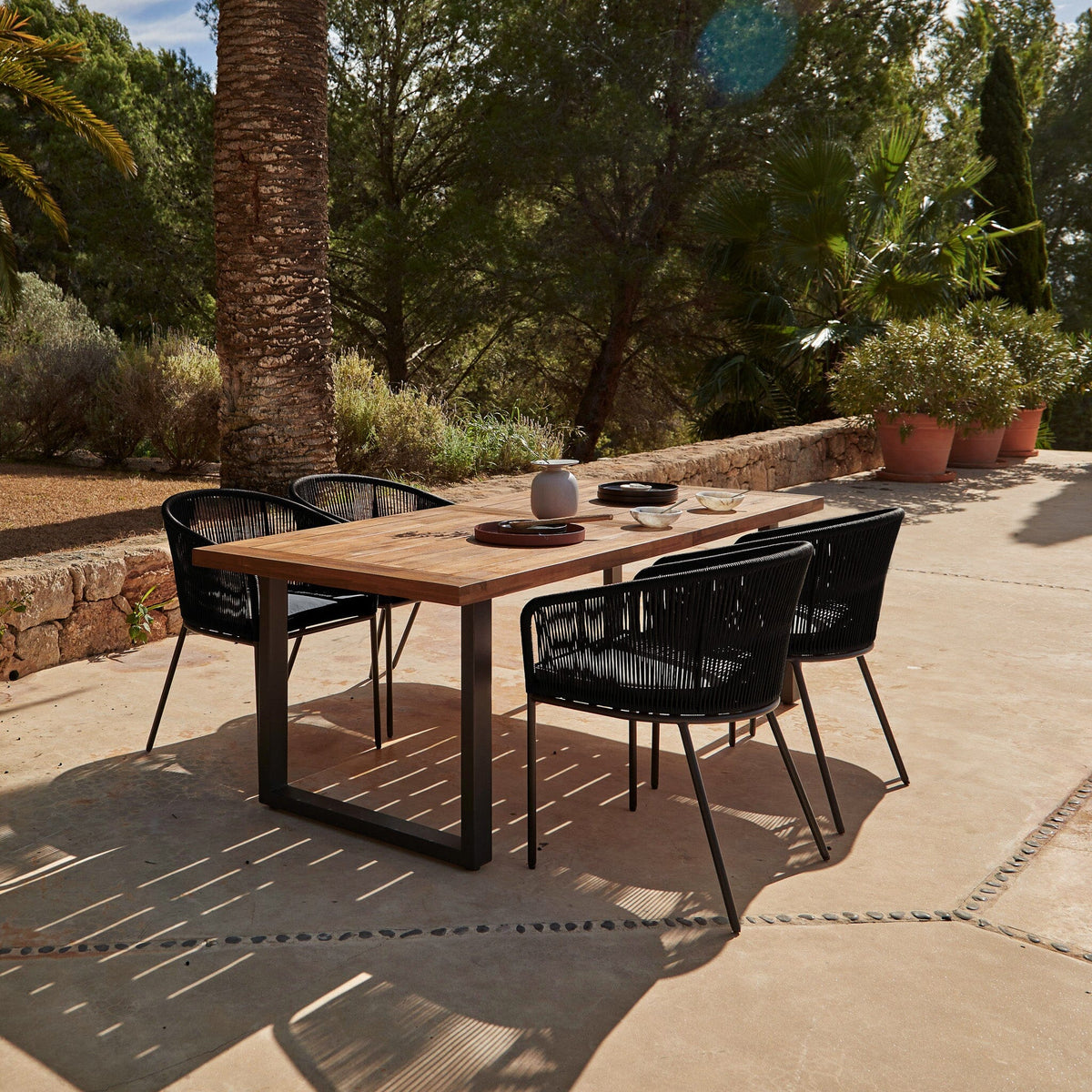Hali 4 Seater Outdoor Dining Set with Hali Black Chairs - 175cm — garden dining set from 2nd Time Around