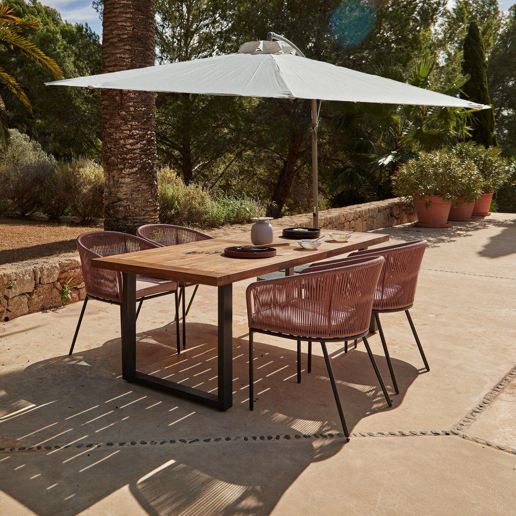 Hali 4 Seater Wooden Outdoor Dining Set with Hali Pink Chairs - 175cm — view 2