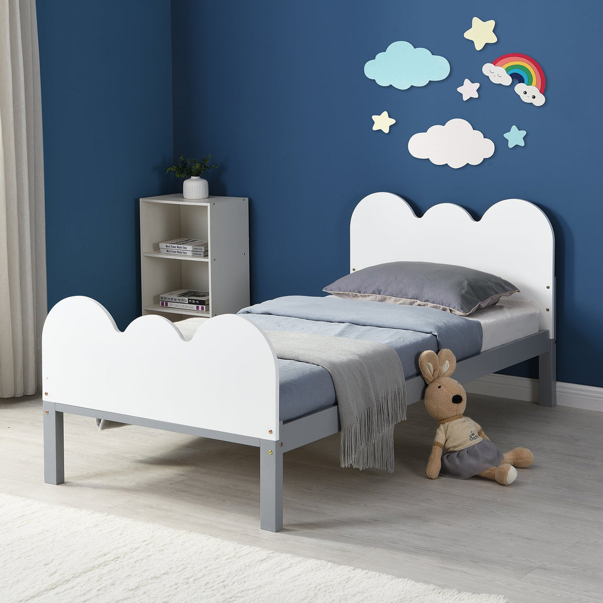 Hedwig Wooden Cloud Headboard Kid's Single Bed — bed frame from 2nd Time Around