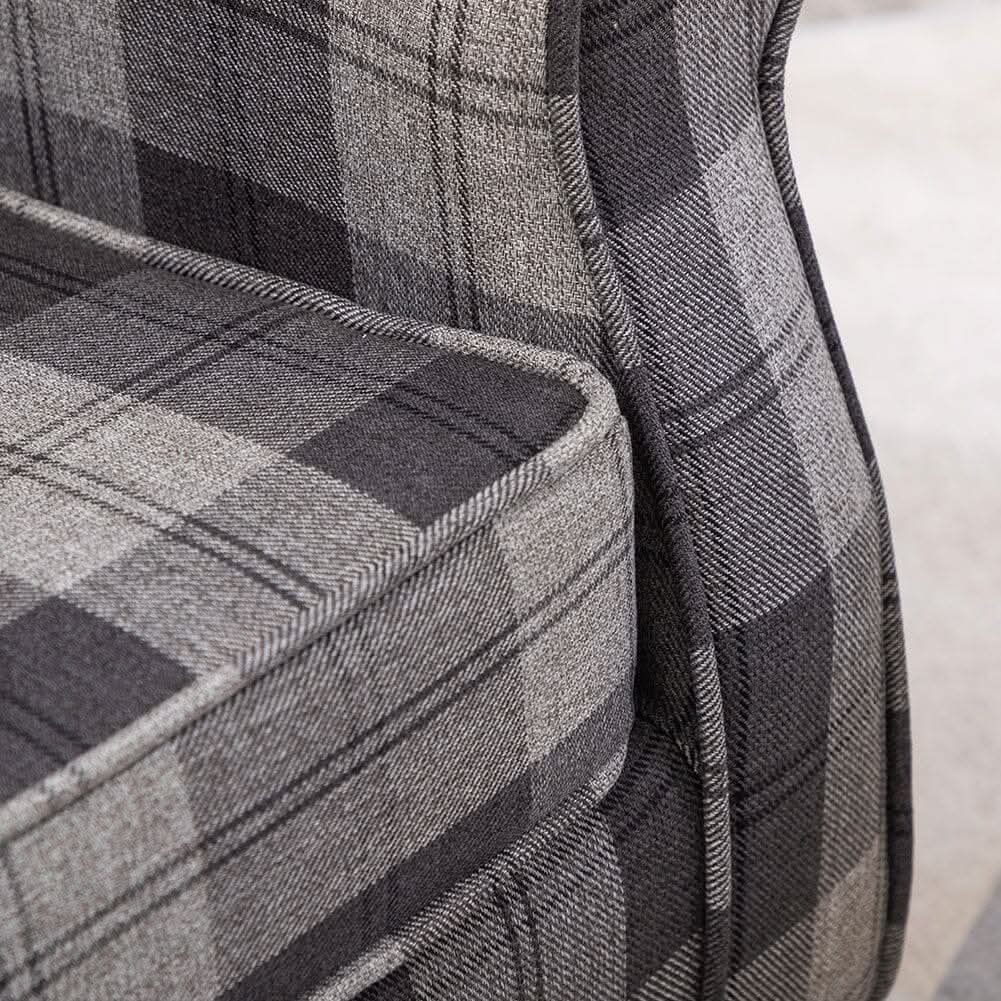 Tartan Tub Chair with Wood Legs and Cushion — view 10