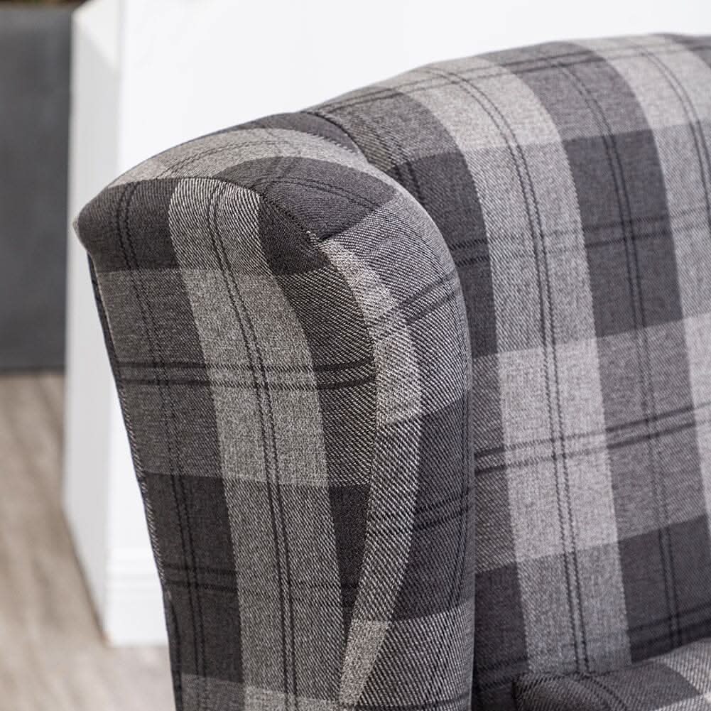 Tartan Tub Chair with Wood Legs and Cushion — view 7