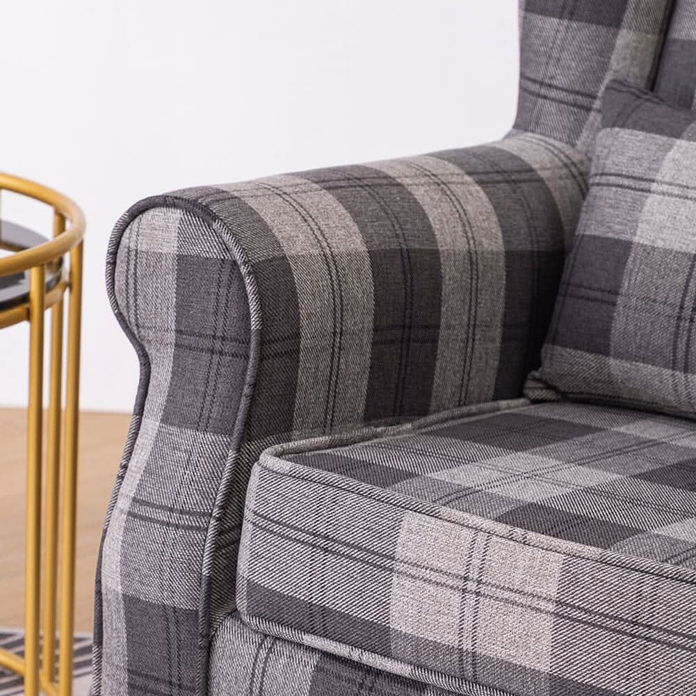 Tartan Tub Chair with Wood Legs and Cushion — view 8