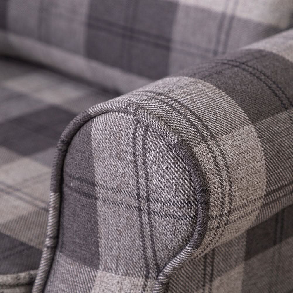Tartan Tub Chair with Wood Legs and Cushion — view 9