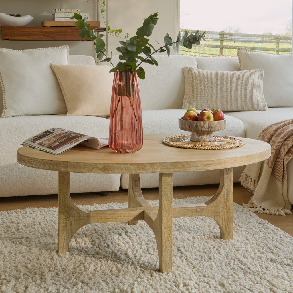 Jade Chalked Mango Wood Oval Coffee Table — view 2