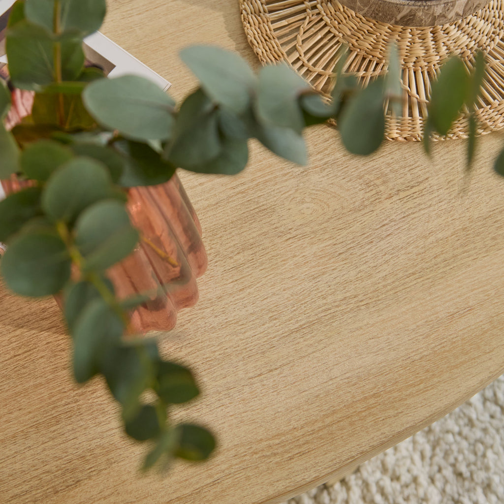 Jade Chalked Mango Wood Oval Coffee Table — view 4
