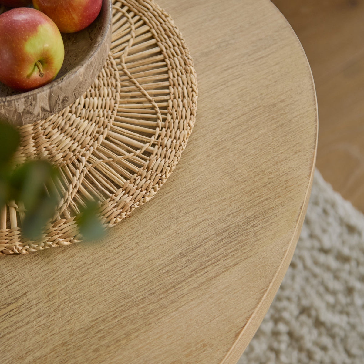 Jade Chalked Mango Wood Oval Coffee Table — view 3