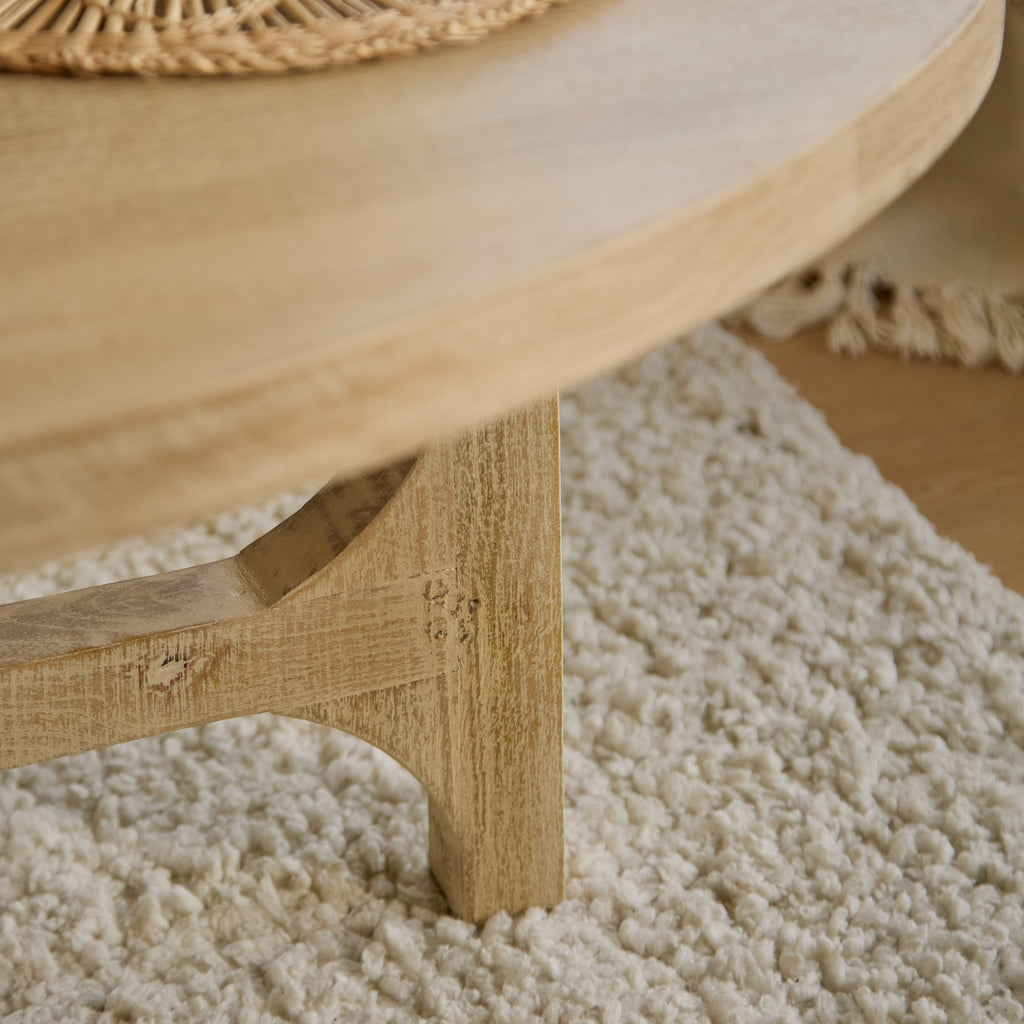 Jade Chalked Mango Wood Oval Coffee Table — view 7