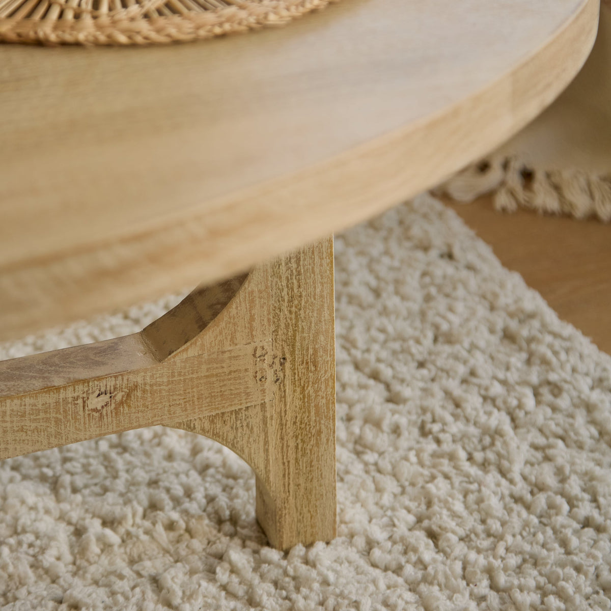 Jade Chalked Mango Wood Oval Coffee Table — view 7