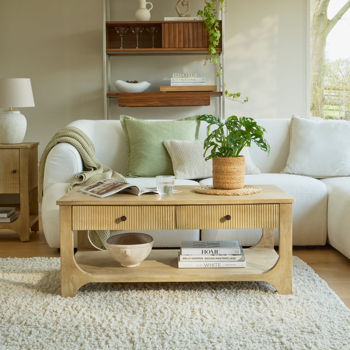 Jade Chalked Mango Wood Rectangular Coffee Table — coffee table from 2nd Time Around
