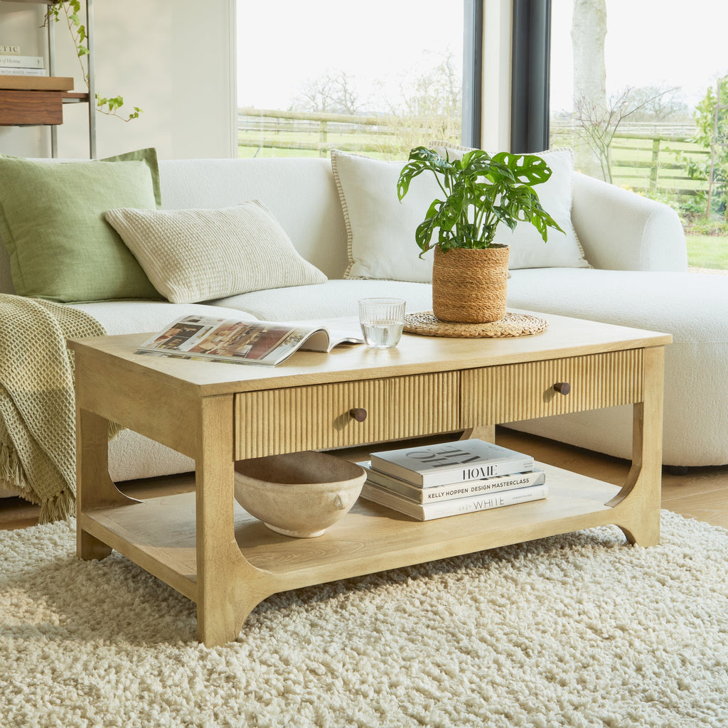 Jade Chalked Mango Wood Rectangular Coffee Table — view 2