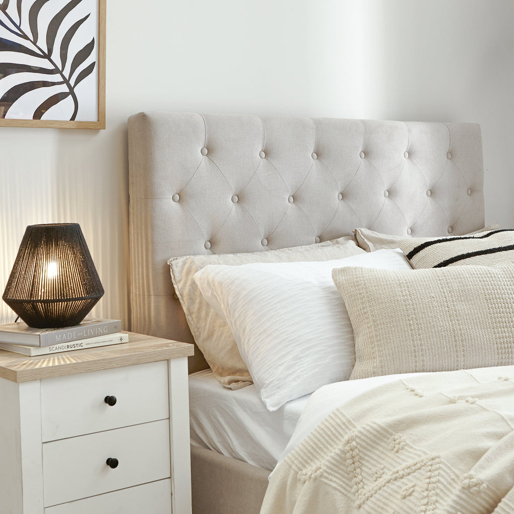 Cavill Fabric Double Bed - Soft Beige — view 3