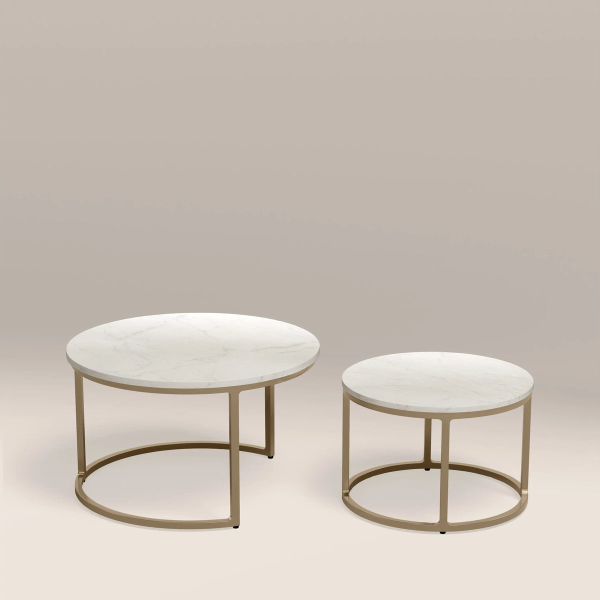 Madison Set Of 2 Round Nesting Coffee Tables | White Marble & Brass — coffee table from 2nd Time Around