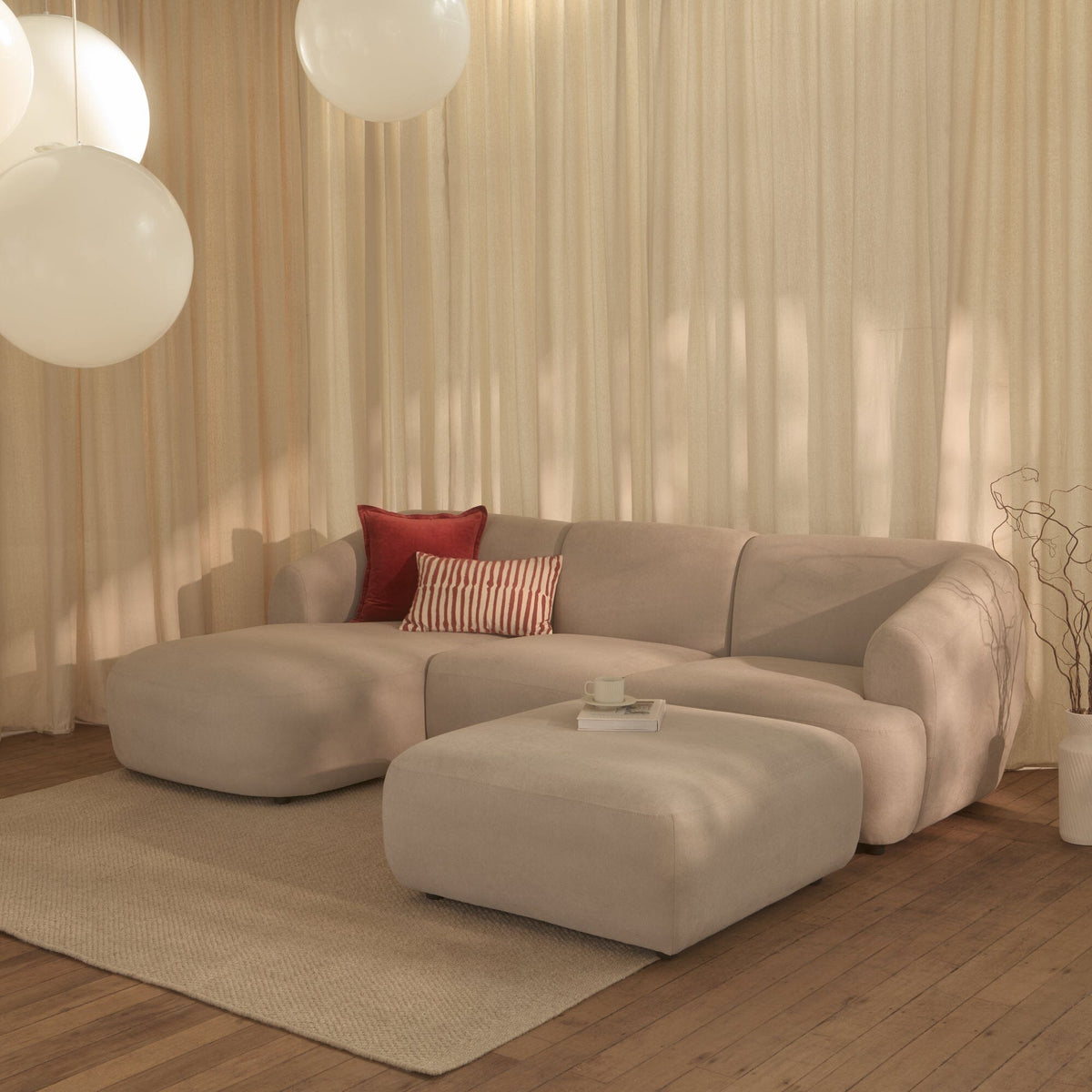 Nathalia Left Chaise Sofa - Soft Beige — view 2