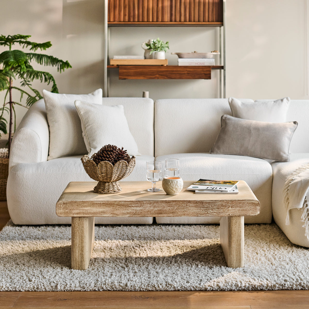 Nevaeh 100cm Rectangular Chalked Mango Wood Coffee Table — view 2