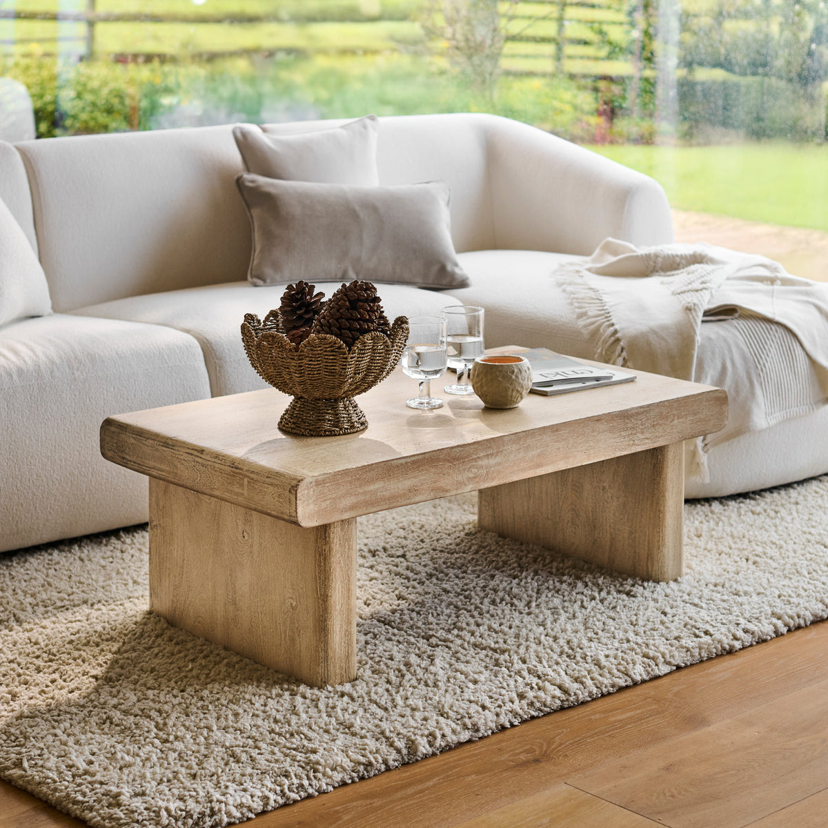 Nevaeh 100cm Rectangular Chalked Mango Wood Coffee Table — coffee table from 2nd Time Around