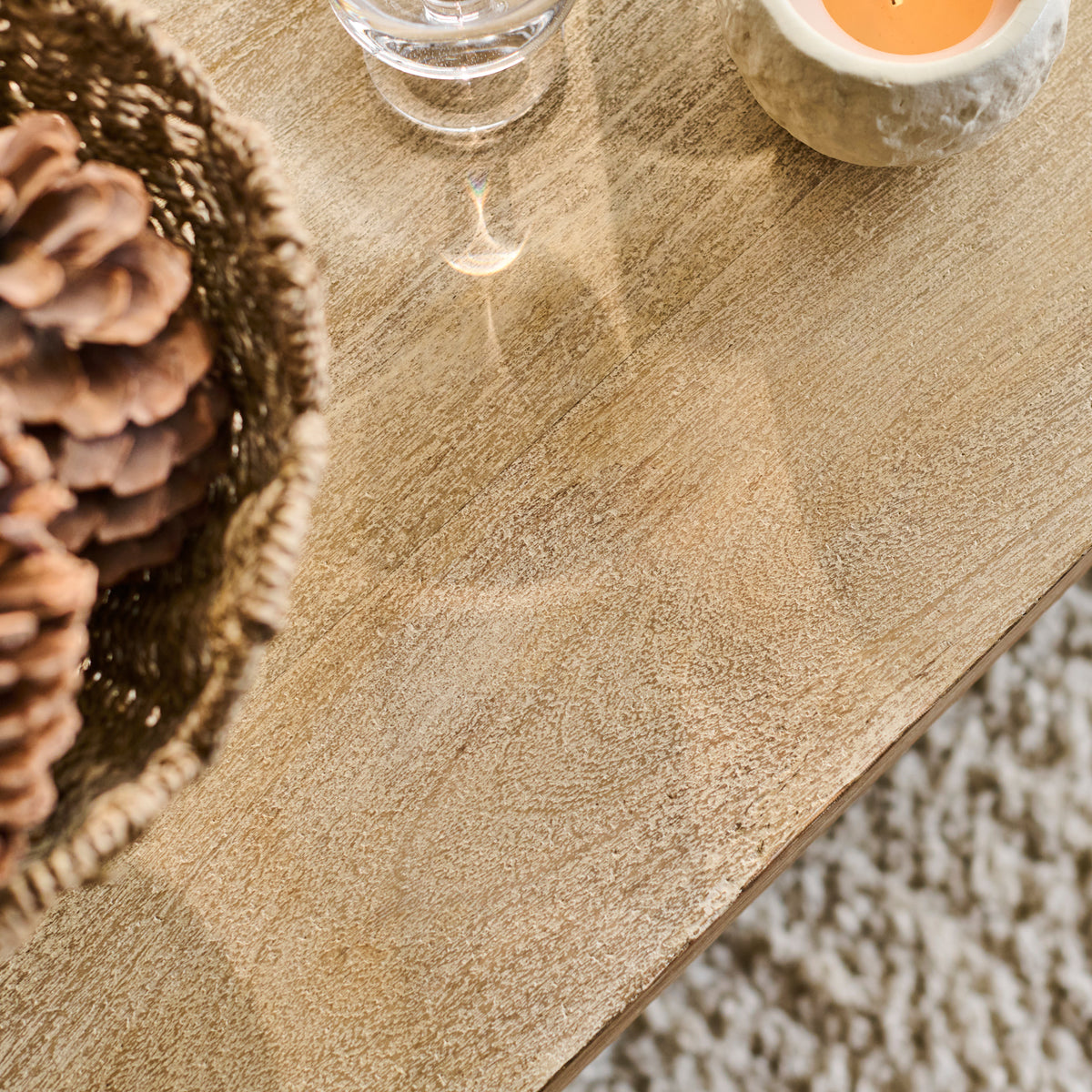 Nevaeh 100cm Rectangular Chalked Mango Wood Coffee Table — view 6