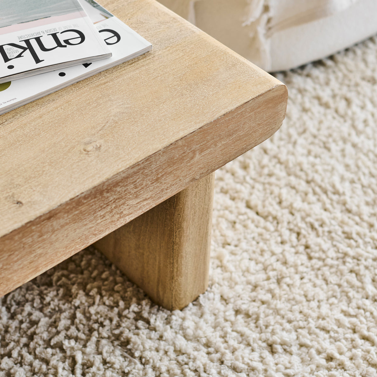Nevaeh 100cm Rectangular Chalked Mango Wood Coffee Table — view 5
