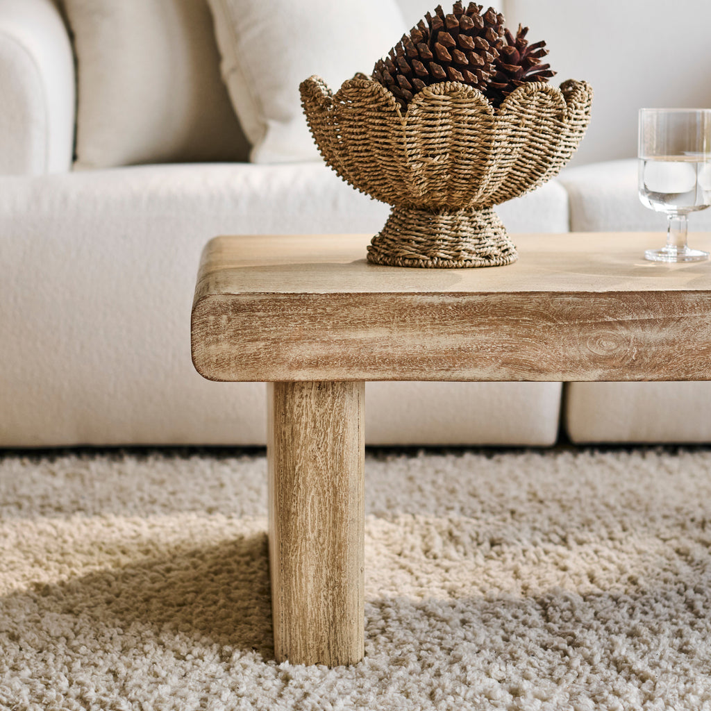 Nevaeh 100cm Rectangular Chalked Mango Wood Coffee Table — view 4