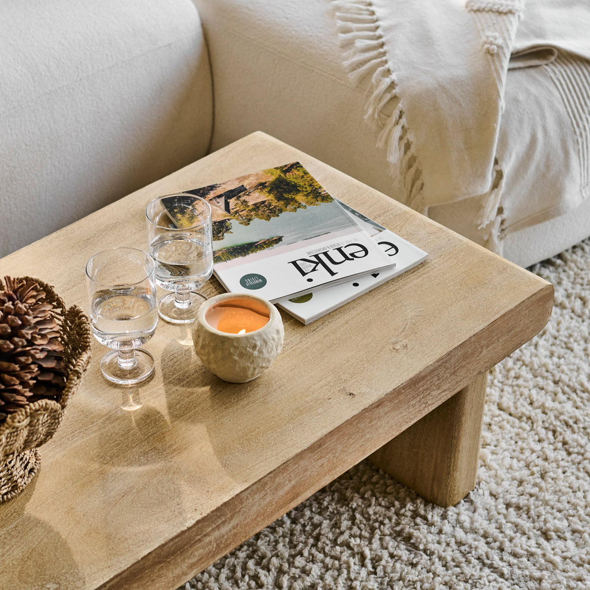 Nevaeh 100cm Rectangular Chalked Mango Wood Coffee Table — view 3