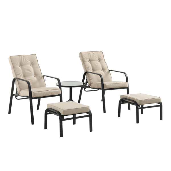 Champneys 2-Seater Steel and Fabric Outdoor Reclining Bistro Set with Stool, Taupe — view 5