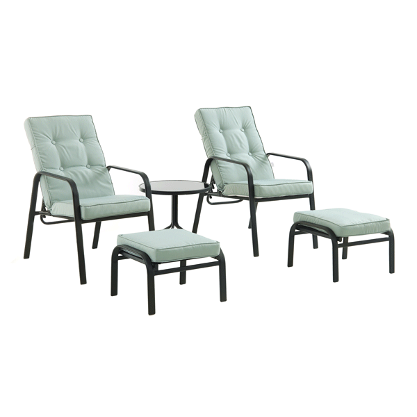 Champneys 2-Seater Steel and Fabric Outdoor Reclining Bistro Set with Stool, Sage Green — view 3