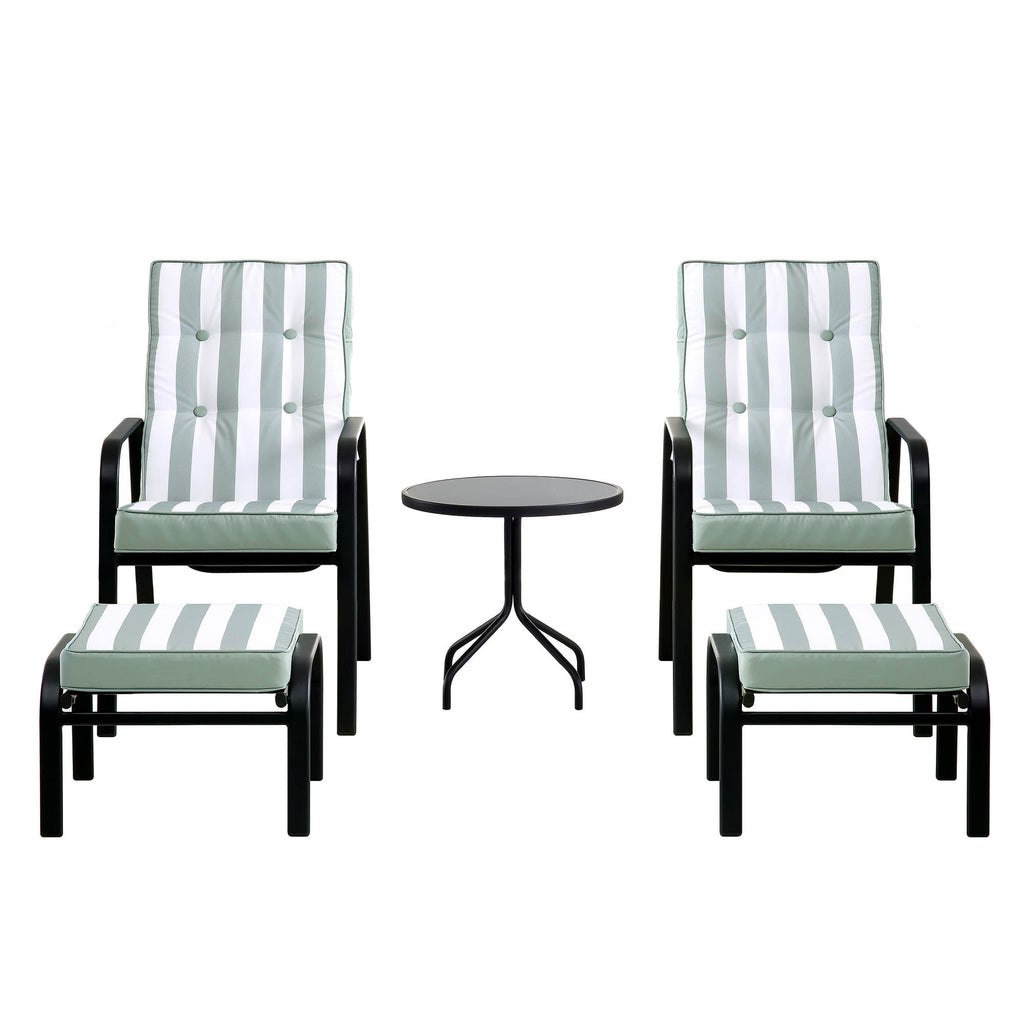 Champneys 2-Seater Steel and Fabric Outdoor Reclining Bistro Set with Stool, Sage Green — view 6