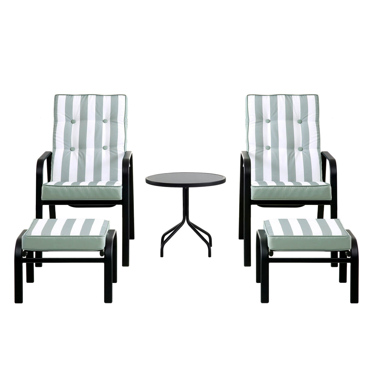 Champneys 2-Seater Steel and Fabric Outdoor Reclining Bistro Set with Stool, Sage Green — view 6